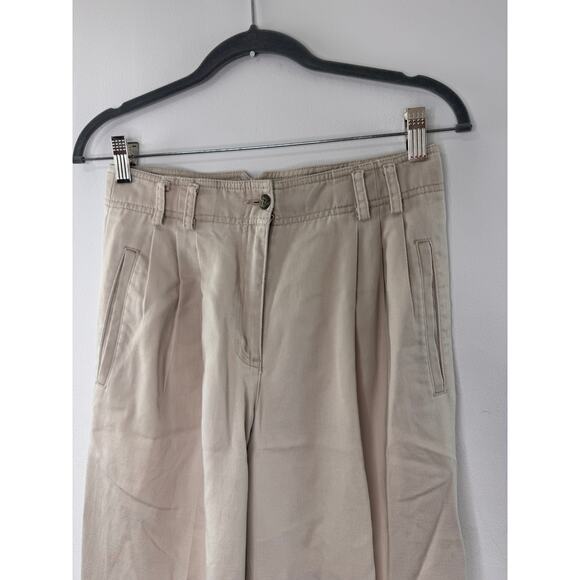 VTG Liz Claiborne Beige Kylie Pants Denim High-Rise Pleated Cuffed Zip Fly Sz 8 - Picture 2 of 7